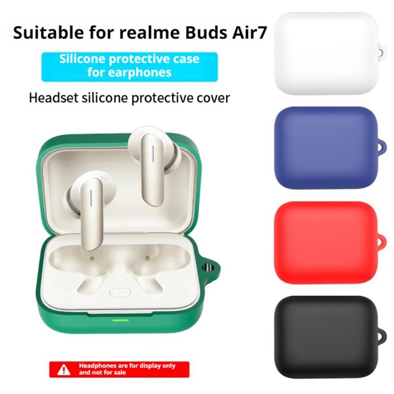 For realme Buds Air 7 protective case [exclusive shockproof] silicone protective case with keychain sweat-proof coating charging port dust cover, multiple colors available, with hook - Image 2